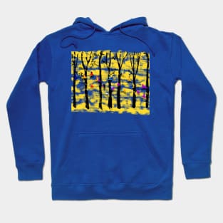 Pretty Birds in a Colorful Yellow Forest - Not Hamlet Design Hoodie